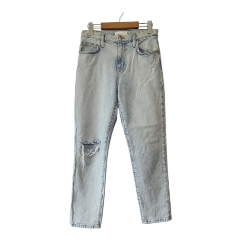 Current/Elliott The Vintage ankle cropped lightwash distressed jeans, sz 26